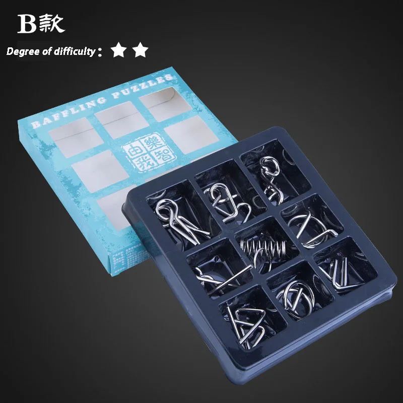 Metal Ring Puzzle Magic Trick Game 9pcs/set Metal Intelligence Solution Ring Unbuckle Brain Teaser Kids Creative Toy Logic Game Metal Ring Puzzle Magic Trick Game 9pcs/set Metal Intelligence Solution Ring Unbuckle Brain Teaser Kids Creative Toy Logic Game