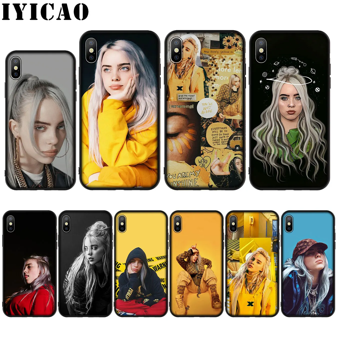 IYICAO Billie Eilish Hot Music Singer Silicone Soft Case for iPhone XR X XS Max 8 7 6 6S Plus 5 5S SE Cover |