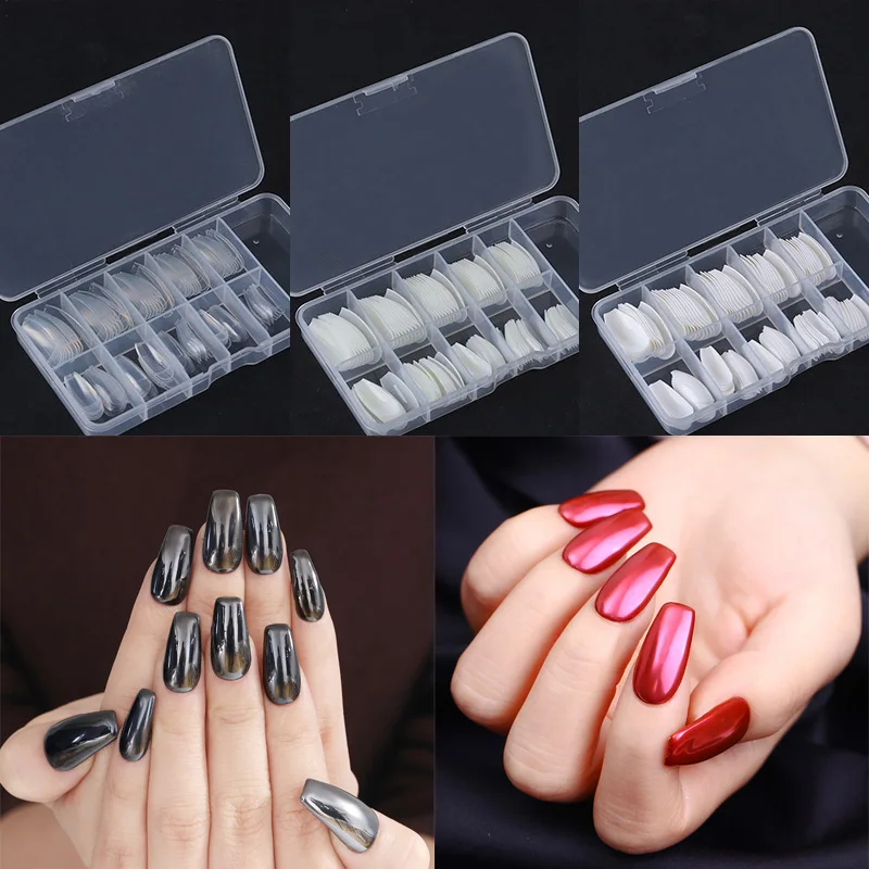 

100Pcs Multi-size False Nails Tips Half Fake Shape French Nail Art Tips Nail Art Decoration With Box Manicure Nail Aeecssory