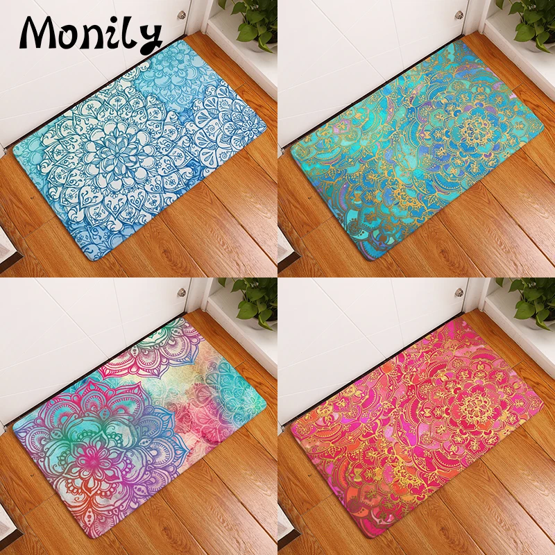 

Monily Bohemia Anti-Slip Waterproof Welcome Floor Mat Hippe Flower Carpets Bedroom Rugs Decorative Stair Mats Home Decor Crafts