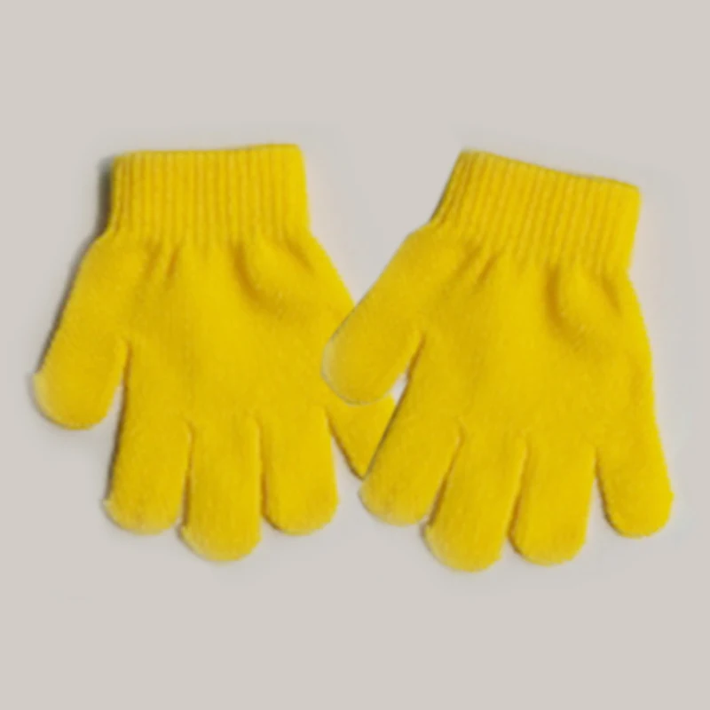 Новые милые волшебные перчатки ветрозащитные однотонные Детские теплые осенне-зимние студенческие Варежки 1 шт. вязаные перчатки - Цвет: Yellow