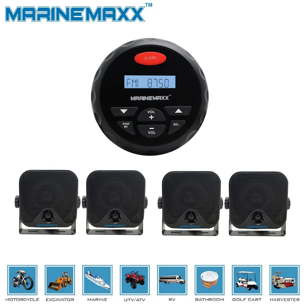 4.5" Waterproof Marine Gauge Radio FM AM Audio Bluetooth Stereo+3.5