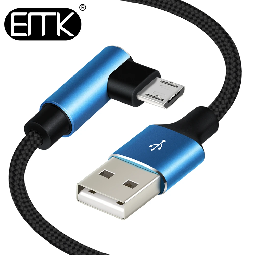 EMK Micro USB 2A Кабель 90 градусов Android USB зарядное устройство Шнур для Xiaomi huawei Honour mate htc LG USB кабель синхронизации данных Быстрая зарядка