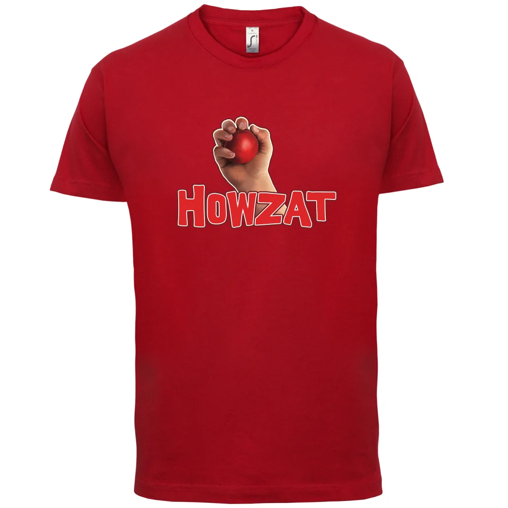 Howzat-رجل تي شيرت-مضحك/الكريكيت/رماد/اختبار قصيرة الأكمام س الرقبة تي شيرت قمم التي شيرت أوم قمم التي شيرت أوم