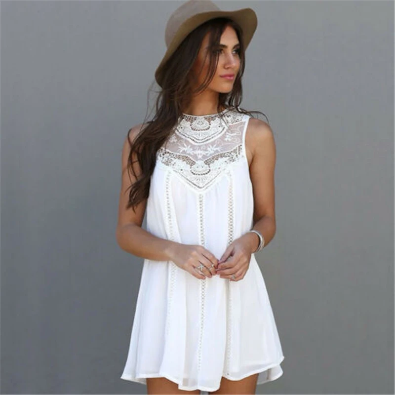 

Boho Womens Dress Lace Embroidery Summer Holiday Loose Casual Beach Party Mini Sundress 2019 Slim Fashion Vestidos Robe Femme