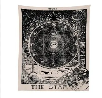 

European and American stars, sun, stars, moon Bedside bedroom wall decoration tapestry Background cloth painting
