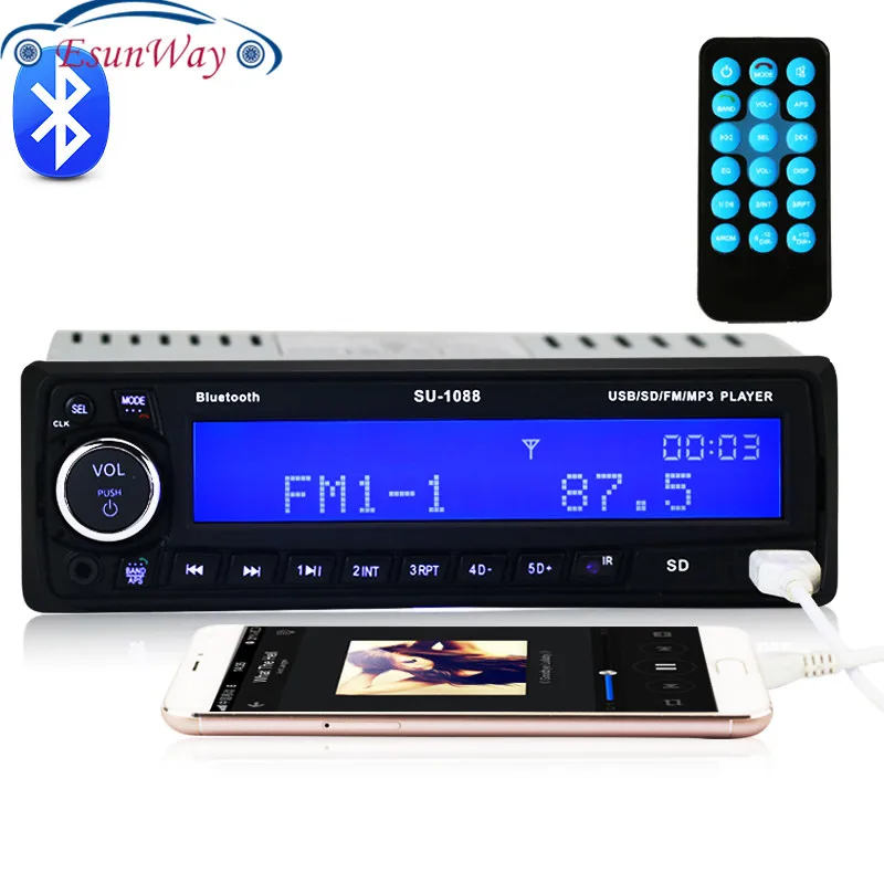 Автомобильный стерео аудио приемник MP3 плеер fm радио 12 В Bluetooth1 DIN в тире USB/SD/AUX