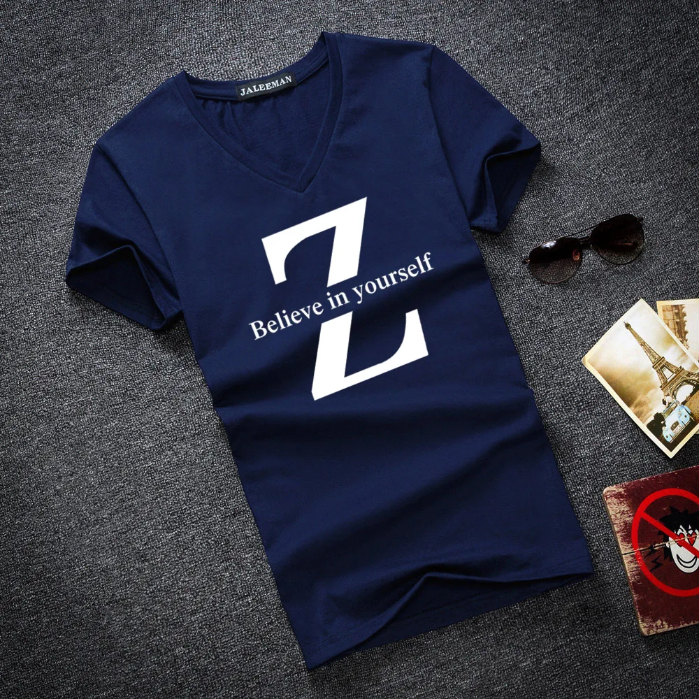 

Letter print Tops Tees Short Sleeve t-shirt men's brand fashion Slim Fit sexy V neck T shirt men 2018 New Mens Summer hot sale