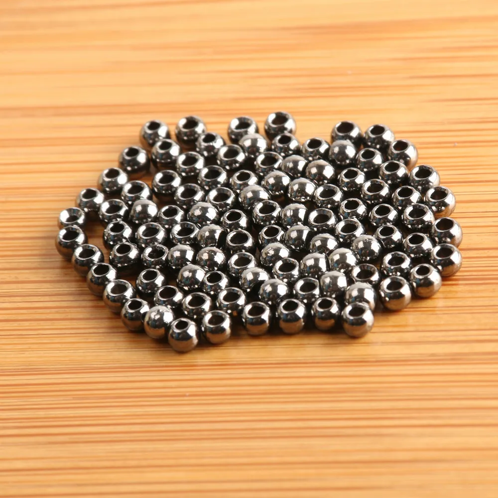 100pcs/lot Plated Gloss Black Fly Tying Tungsten Beads 2.8mm Fly Tying