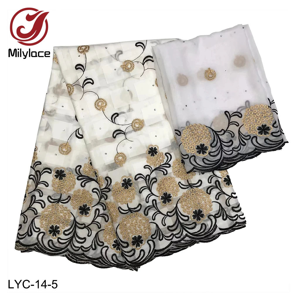 Millylace 2019 cotton voile lace fabric yards African swiss cotton fabric with embrodiery and stones 7 yards for clothing LYC-14 Millylace 2019 cotton voile lace fabric yards African swiss cotton fabric with embrodiery and stones 7 yards for clothing LYC-14