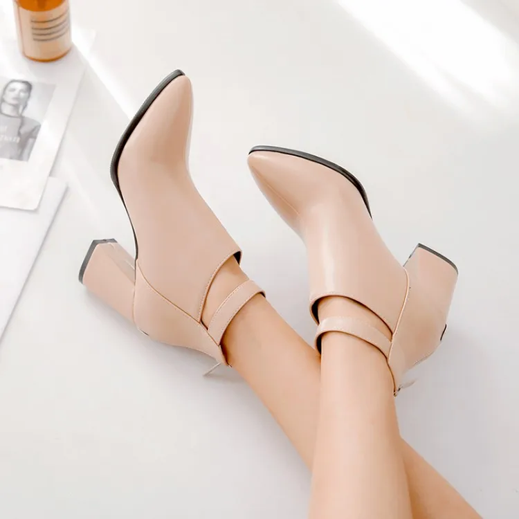 

Big Size 9 10 11-16 boots women shoes ankle boots for women ladies boots Belt buckle hollow back zipper