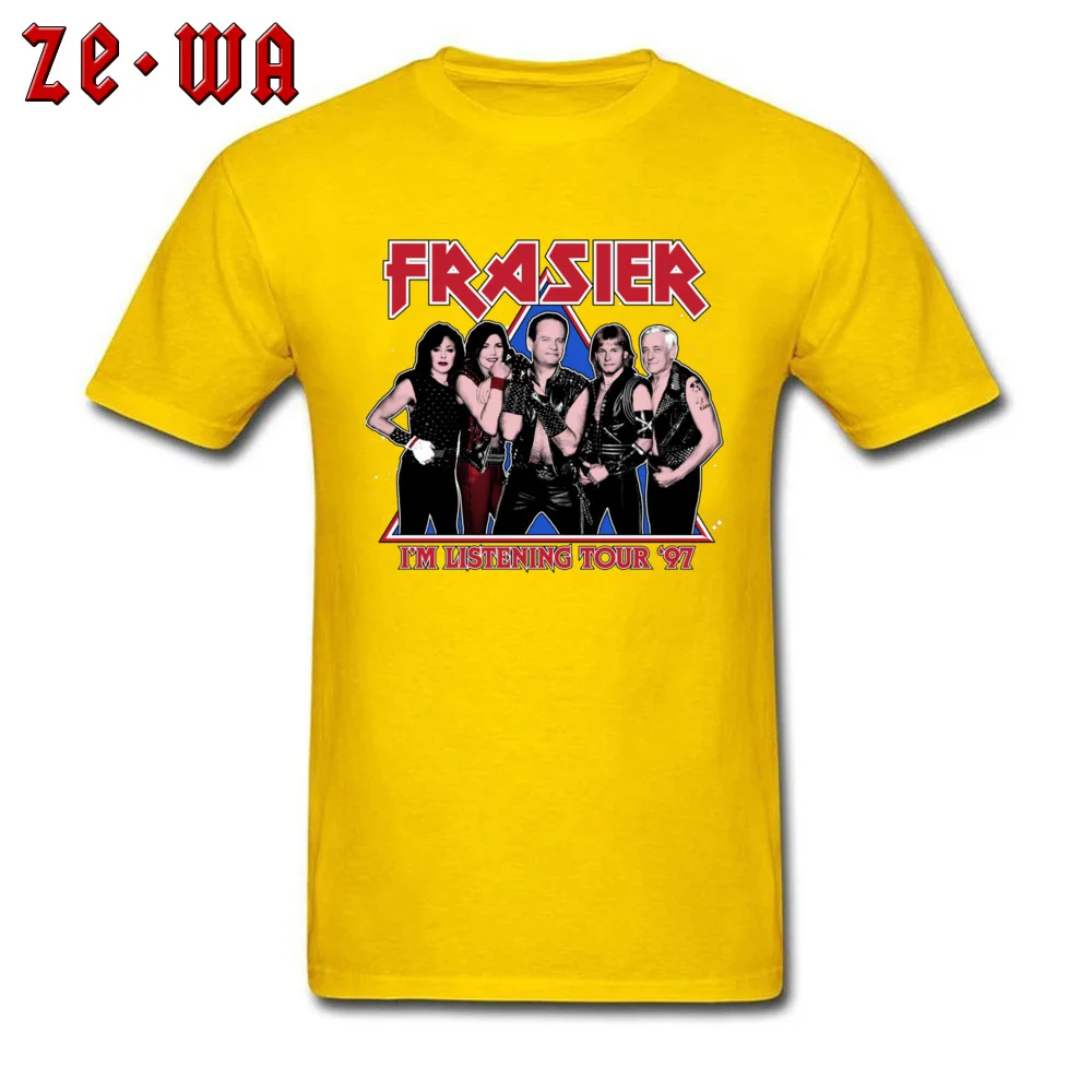 Printed Normal Fashionable Short Sleeve Autumn Tops T Shirt Coupons Crewneck Cotton Fabric Tee-Shirt Men T-Shirt FRASIER - IM LISTENING TOUR 97 -5180 yellow