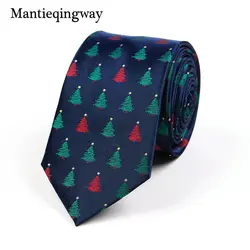 Бренд mantieqingway для рождественской вечеринки галстук для Для мужчин полиэстер Рождество дерево снег галстук мода Рождество Интимные