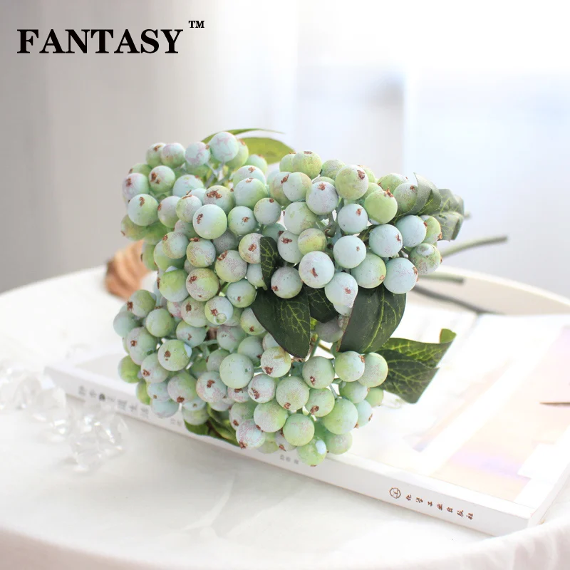 

FANTASY Green Foam Berry Artificial Fruit Small Beans Fake Fruit Tree Flower Staments Floral Arrangement Material Home Decor DIY