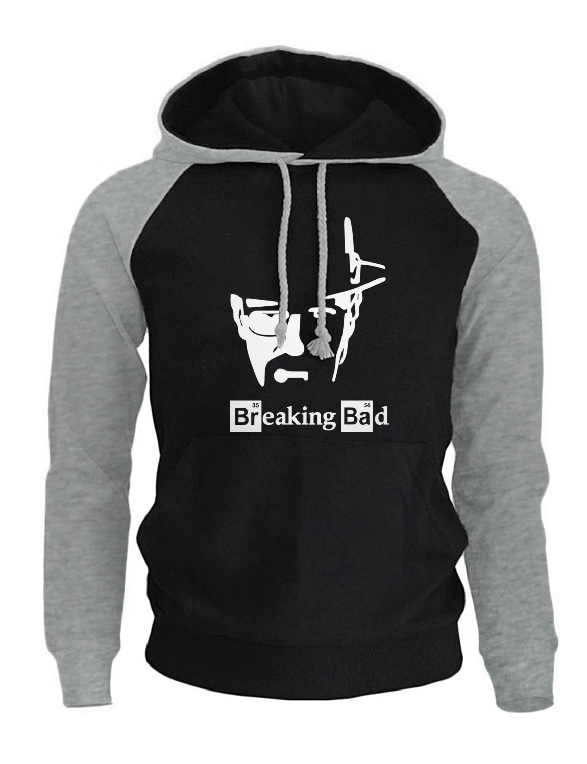 Мужская Уличная одежда с принтом «BREAKING BAD», осенне-зимние толстовки с капюшоном реглан, брендовая спортивная одежда, флисовый пуловер в стиле Харадзюку - Цвет: gray black
