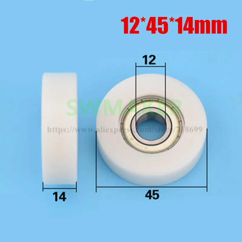 10 шт. 12*45*14 мм 6001RS подшипник шкив POM полиформальдегида прокатки плоский ролик