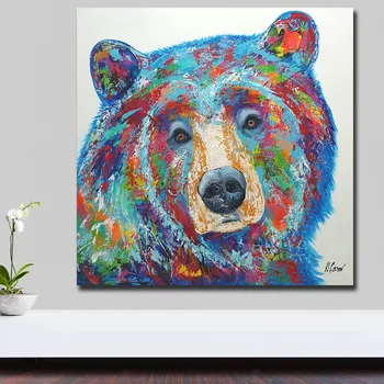 

Fashion Oil Painting Pop Art Colors Bear Head Paiting Home Decor on Canvas Modern Wall Art Canvas Print Poster Canvas Painting