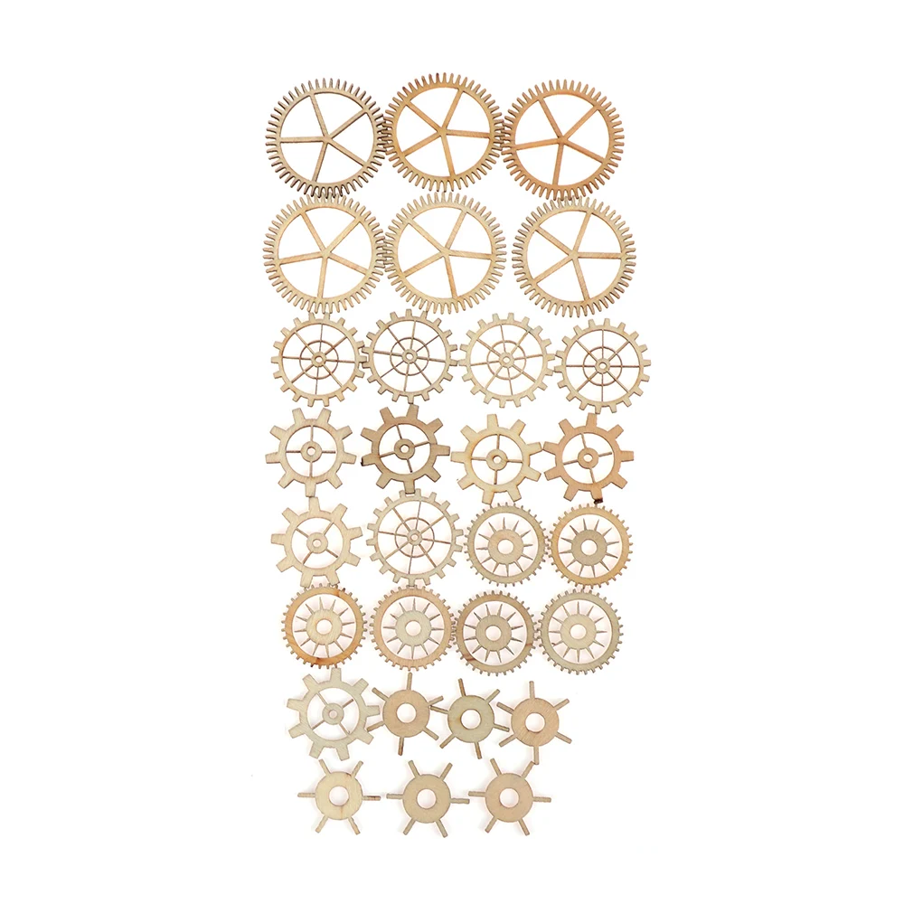 

36PCS/pack Mixed Wooden Craft Wheel Gear Pattern Round Hollow Scrapbooking Steam Punk Decoration Embellishments