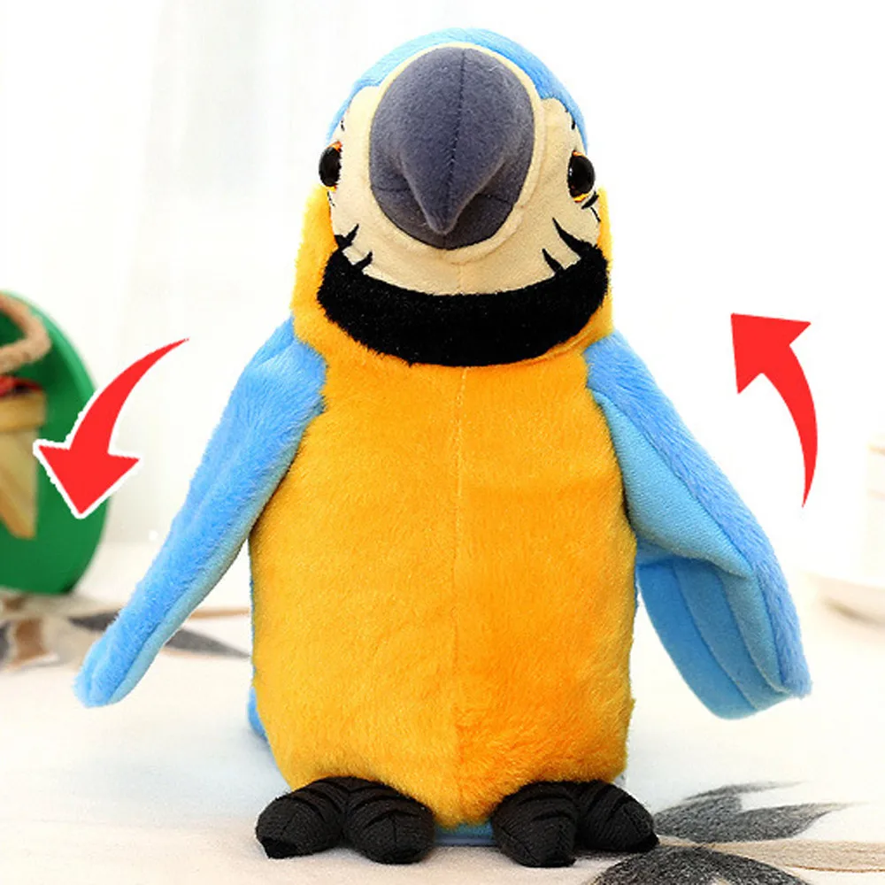 3 цвета набивной плюшевый костюм попугая восхитительный говорящий рекорд милый попугай повторяет развевающиеся крылья плюшевая игрушка детский подарок на день рождения