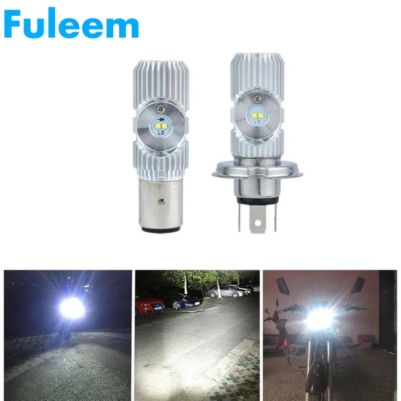 

Fuleem Motorcycle Headlights H4 HS1 BA20D 20W 1200LM 6000K 4 LED Scooter Hi/Lo Motorbike Moped Headlight Fog Lamp Bulbs 12v 24v