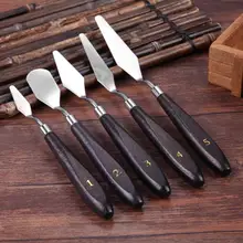 5 шт., палитра ножей из нержавеющей стали, набор шпателей с деревянной ручкой, ножи для художника, инструменты для рисования маслом, нож