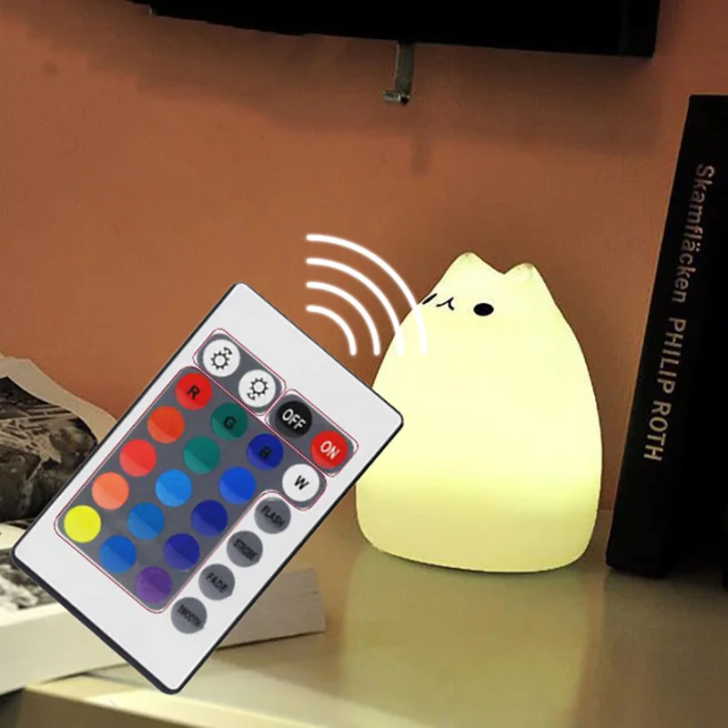 Светодиодный USB светильник для чтения книг в виде животных, мягкий силиконовый мультяшный детский цветной светильник в виде кота, Детский Светильник в виде животных, ночной Светильник
