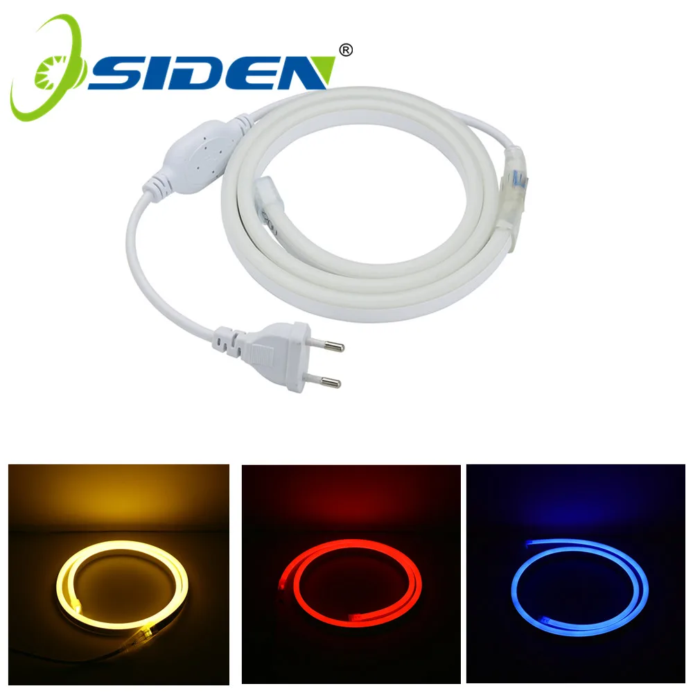 Неоновый светодиодный светильник OSIDEN AC 220V SMD2835 светодиодный неоновый гибкий светильник 120 светодиодный/m IP67 Водонепроницаемый Сказочный светильник+ штепсельная вилка европейского стандарта