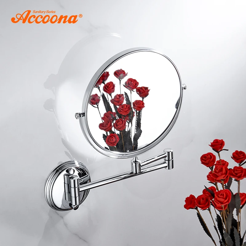 Accoona الكروم مرآة حائط الغرور مرآة لمستحضرات التجميل حمام مرايا 360 زاوية قطب تصميم مرايا الحمام 7 بوصة 9 بوصة A223
