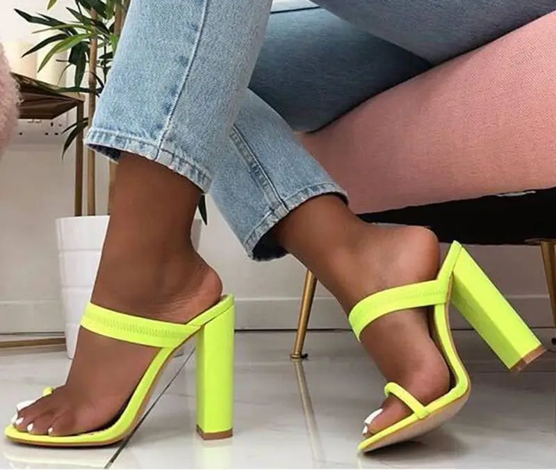 

Fashion 2019 women's sandals stilettos high heels shoes slip-on sexy pumps party dress ladies shoes slippers green womens heels*
