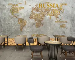 Бесплатная доставка Отель Ресторан пользовательские 3D фото обои ретро Винтаж карта мира Английский алфавит настенная Фреска стены Backgroud