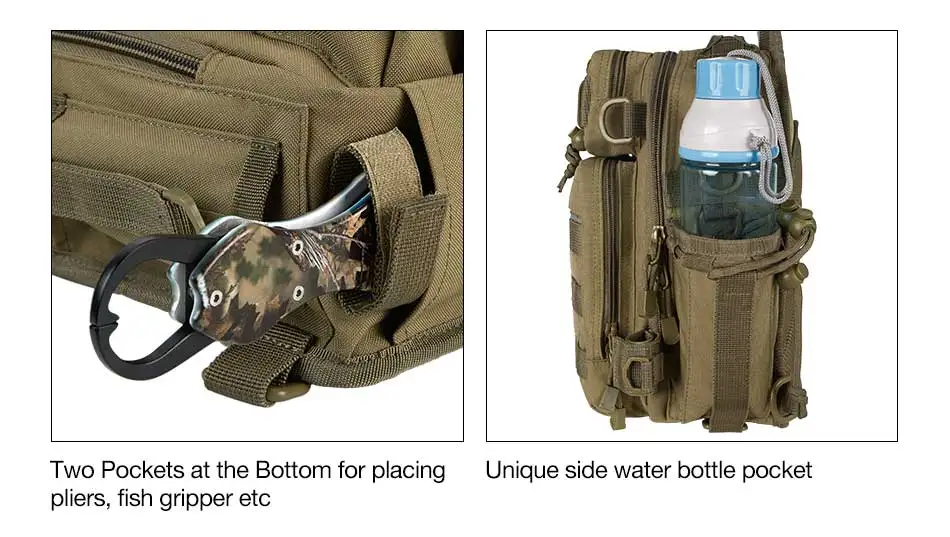 Multifuncional à Prova Piscifun Náilon Ddural Água Dural Ombro Único Pesca Acampamento Caminhadas Equipamento Bolsas 4 Bolsas de pesca