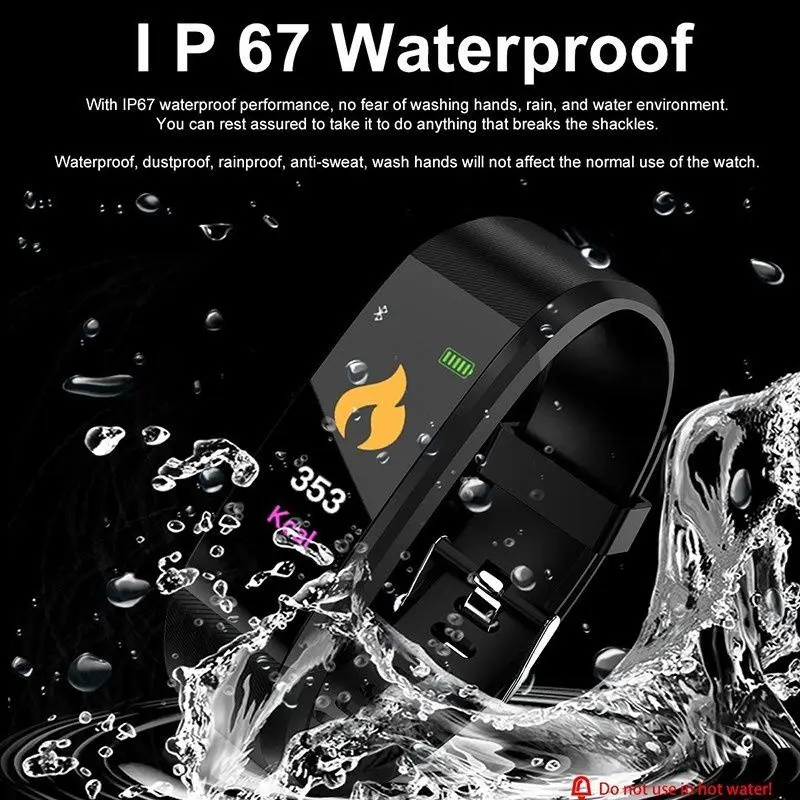 ID115 Plus умный Браслет Спортивный Bluetooth браслет монитор сердечного ритма часы фитнес-трекер Смарт-браслет PK Mi Band