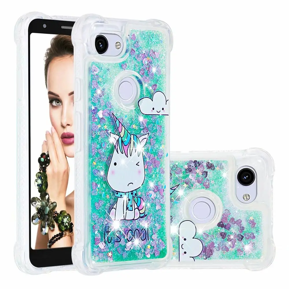 

For Google Pixel 3A case Soft Silicone Glitter Liquid quicksand Bling Sequin Back Cover For Pixel 3A XL Shockproof Coque Fundas