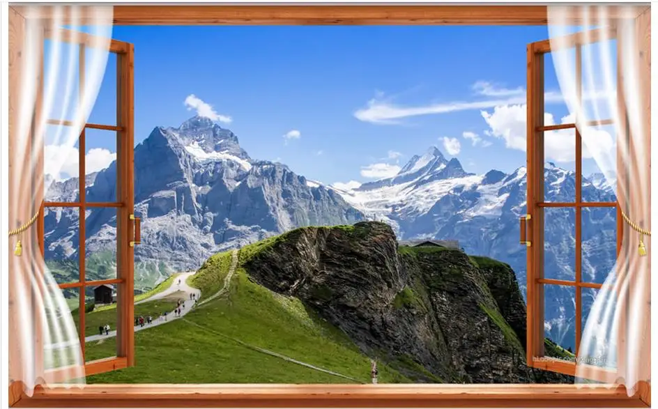 

3d photo wallpaper 3d murals wallpaper for walls 3 d setting wall window snow mountain scenery wall decor bedroom wallpaper