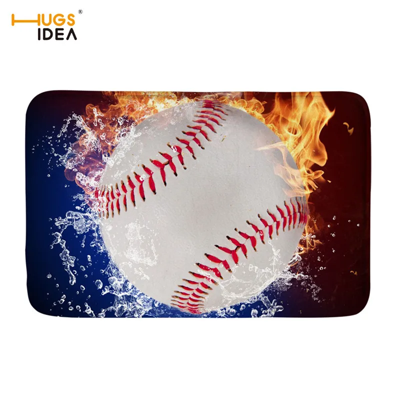 

HUGSIDEA Baseball 3D Print Carpet for Living Room European Home Warm Flannel Floor Mats Rugs Kids Room Decorative Non-slip Mats