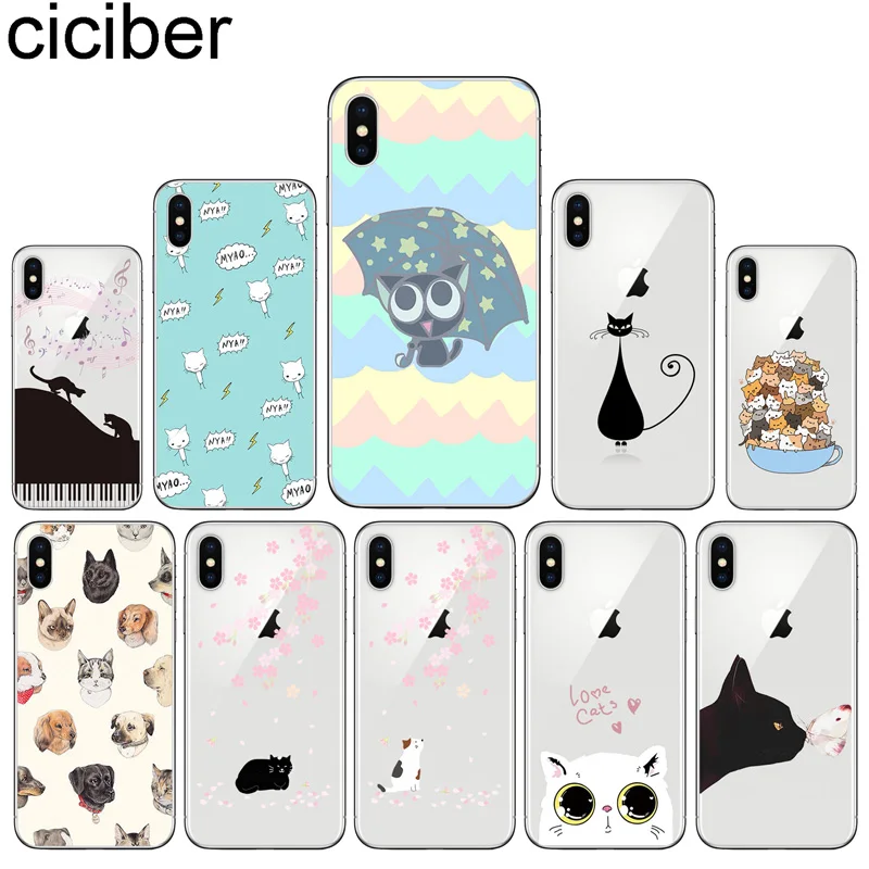 Ciciber чехол для телефона iPhone 11 Pro Max X XR XS MAX 7 8 6 6s Plus 5S SE Мягкий силиконовый Funda Cat Kitty |