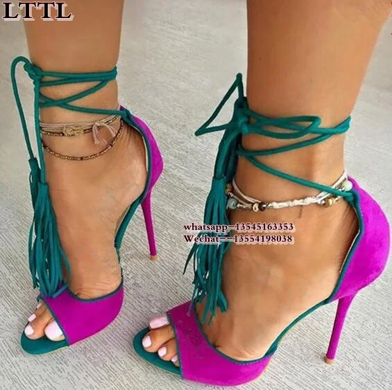 high-quility-gladiator-ankle-strap-tassels-fish-mouth-toe-high-heel-sandals-peep-toe-patchwork-lace (2)