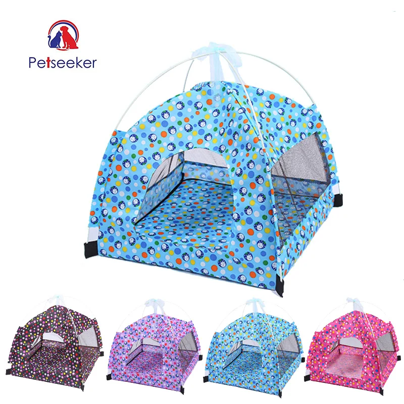 

Portable Foldable Pet Dog Tent House Breathable Print Pet Cat House with Net Outdoor Indoor Mesh Cat Small Dog Tent House Summer