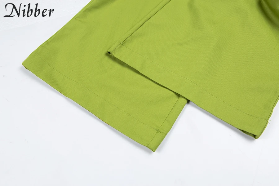 Nibber повседневные модные широкие брюки Женские однотонные зеленые черные с высокой талией эластичная уличная одежда с карманом на выход полная весна Новинка