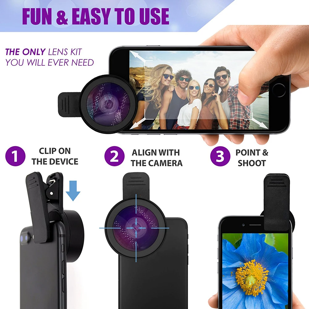 APEXEL 2 в 1 телефон объектив камеры комплект 0.45x широкоугольный и 12.5x макрообъектив HD камера Lentes для ios android смартфонов