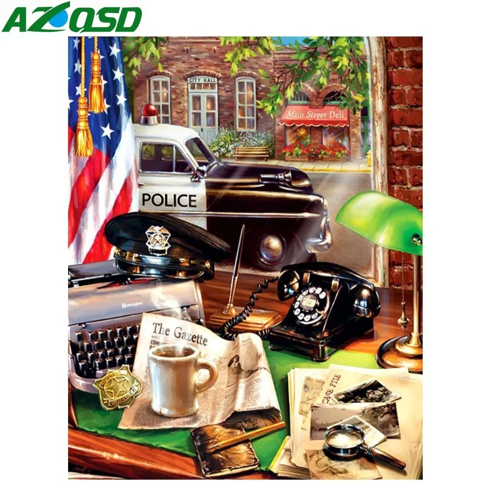 

AZQSD Diamond Painting Study Landscape DIY Full Set Diamond Embroidery House Cross Stitch Needlework Home Decoration Gift