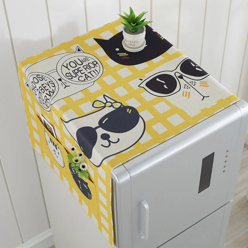 

Cartoon Liene Washing Machine Refrigerator Dust Proof Cover Multi-Function Fridge Pouch Organizer Storage Bag Dual Purpose FC123