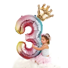 2 pezzi 32 pollici arcobaleno numero palloncini Foil palloncino ad aria decorazioni per feste di compleanno bambini oro rosa rosa argento blu 0-9 cifre palla