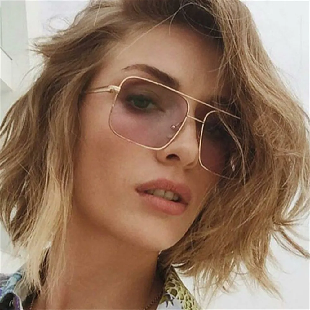 

Square Metal Sunglasses For women Fashion Vintage Retro Style candy color lens Sunglasses Metal Frame sunglasses for womens2019