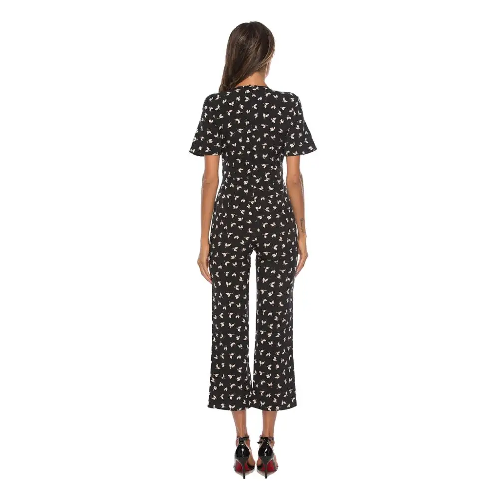 CINESSD new chiffon sexy v -neck women couplet floral printed Jumpsuits american style spring summer 2019 overalls party CINESSD new chiffon sexy v -neck women couplet floral printed Jumpsuits american style spring summer 2019 overalls party