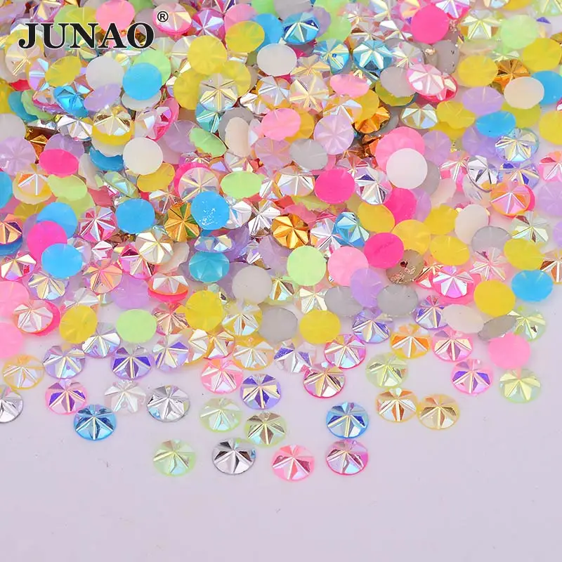 

JUNAO 5mm Mix Color Resin Flowers Rhinestones Crystal AB Nail Art Stones Flatback Round Strass Scrapbook Beads for DIY Jewelry