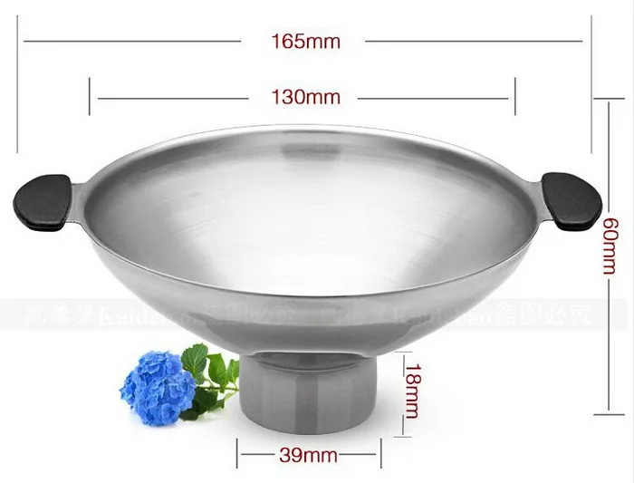 Large diameter thick funnel 304 stainless steel wine funnel oil pickle powder filling