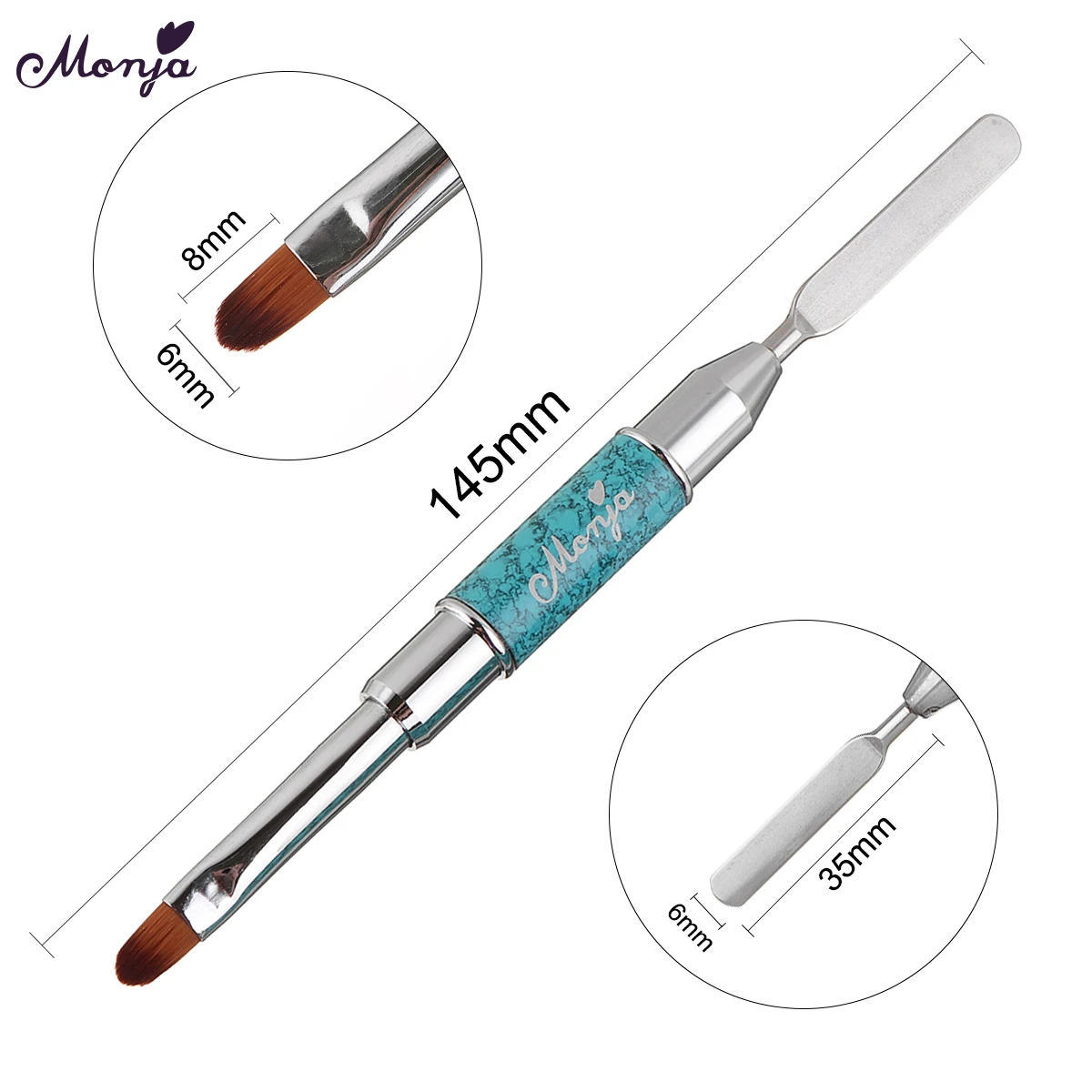 2 Monja Nail Art двухконцевая кисточка для рисования кисть жидкая пудра акриловый УФ гель-удлинитель для удаления шпатель - Цвет: 2