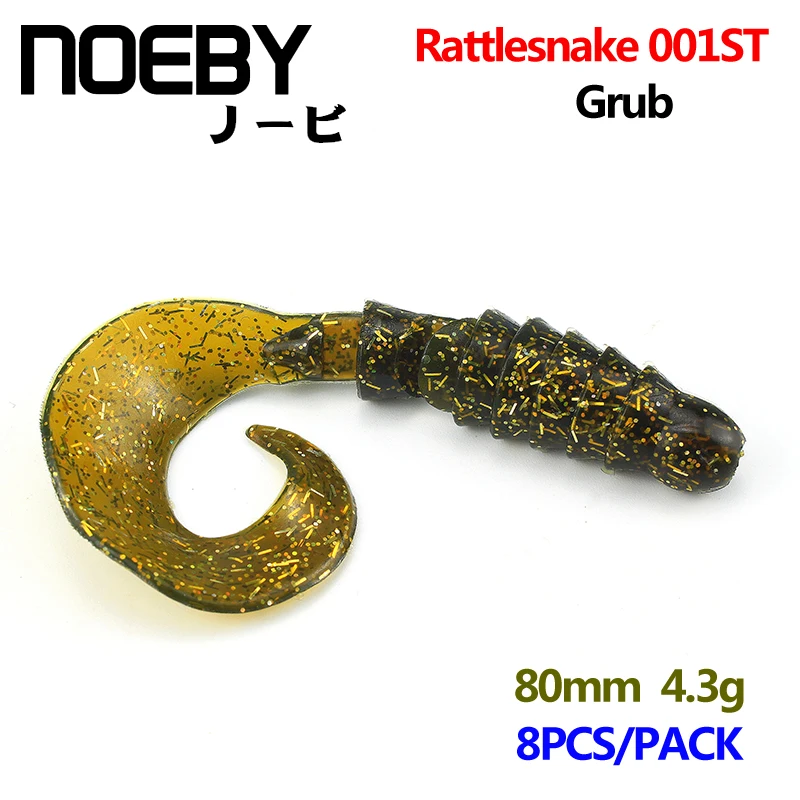 NOEBY 8 шт./лот Мягкая приманка 80 мм/4 3 г рыболовная личинка приманки для Шад Рыбалка