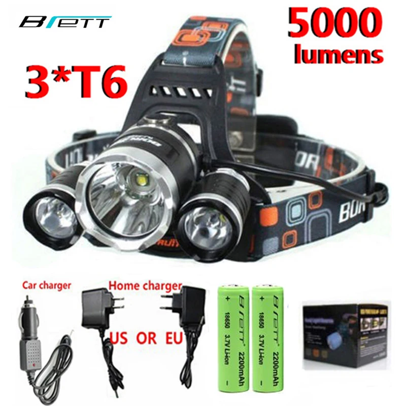 

LED Headlamp Cree xml t6 18650 battery Camping Hunting Searchlight Fishing Bicycle riding Waterproof led headlight